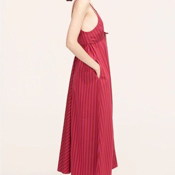 REBECCA TAYLOR Marseille Stripe Cotton Maxi Dress In Stripe Hibiscus 8 $395 - Picture 4 of 12